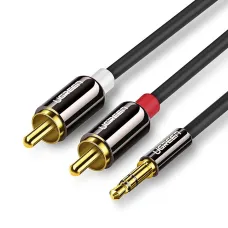 Ugreen AV116 10749 audio mini jack kábel 3.5 mm (apa) / 2RCA (apa) 1m - fekete