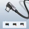 Ugreen US284 70255 USB-A (egyenes) / USB-C (szögletes) kábel 3A 3m - szürke - 4. kép