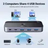 Ugreen CM662 USB 3.0 switch 2-in-4 switch + 2x USB-A kábel - fekete - 0. kép