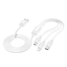 HOCO kábel 3 az 1-ben USB A - Lightning / Micro USB / Type-C 2A X76 1 m fehér
