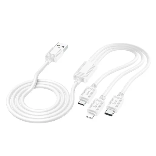 HOCO kábel 3 az 1-ben USB A - Lightning / Micro USB / Type-C 2A X76 1 m fehér