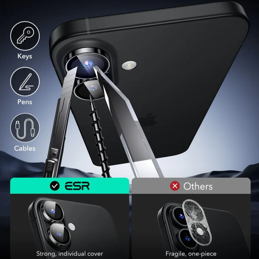  iPhone 16 / 16 Plus fekete ESR Armorite kamera védő üvegfólia - 7