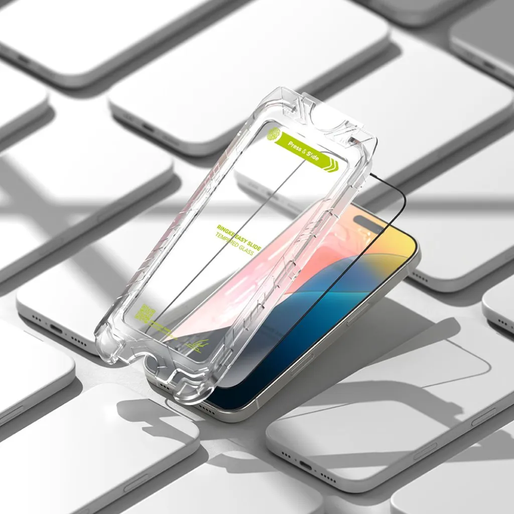 Ringke Easy Slide 2-pack edzett üveg iPhone 16 Pro Max fekete üvegfólia - 7