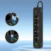 Tech-protect Pcl4x3 Hálózati Elosztó 2 Usb & 1 Type-c & 4 Aljzat 200cm Fekete - 1. kép