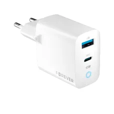 Forever TC-06-65AC GaN PD QC töltő 1x USB-C 1x USB 65W fehér