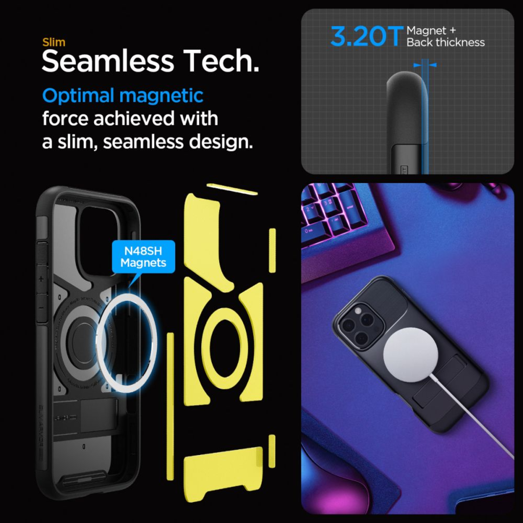  iPhone 16 Pro fekete Spigen Slim Armor MagSafe tok - 9