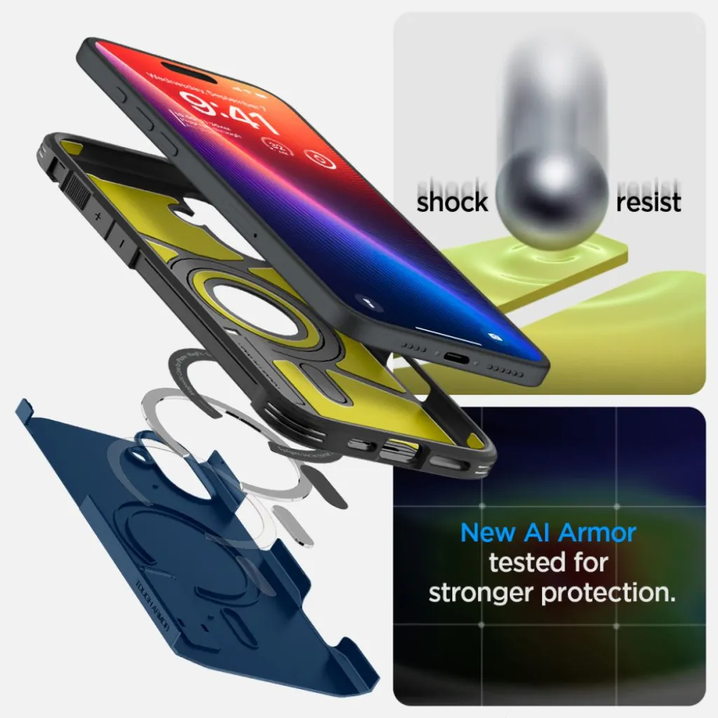  iPhone 16 Sötétkék Spigen Tough Armor Mag Magsafe tok - 12