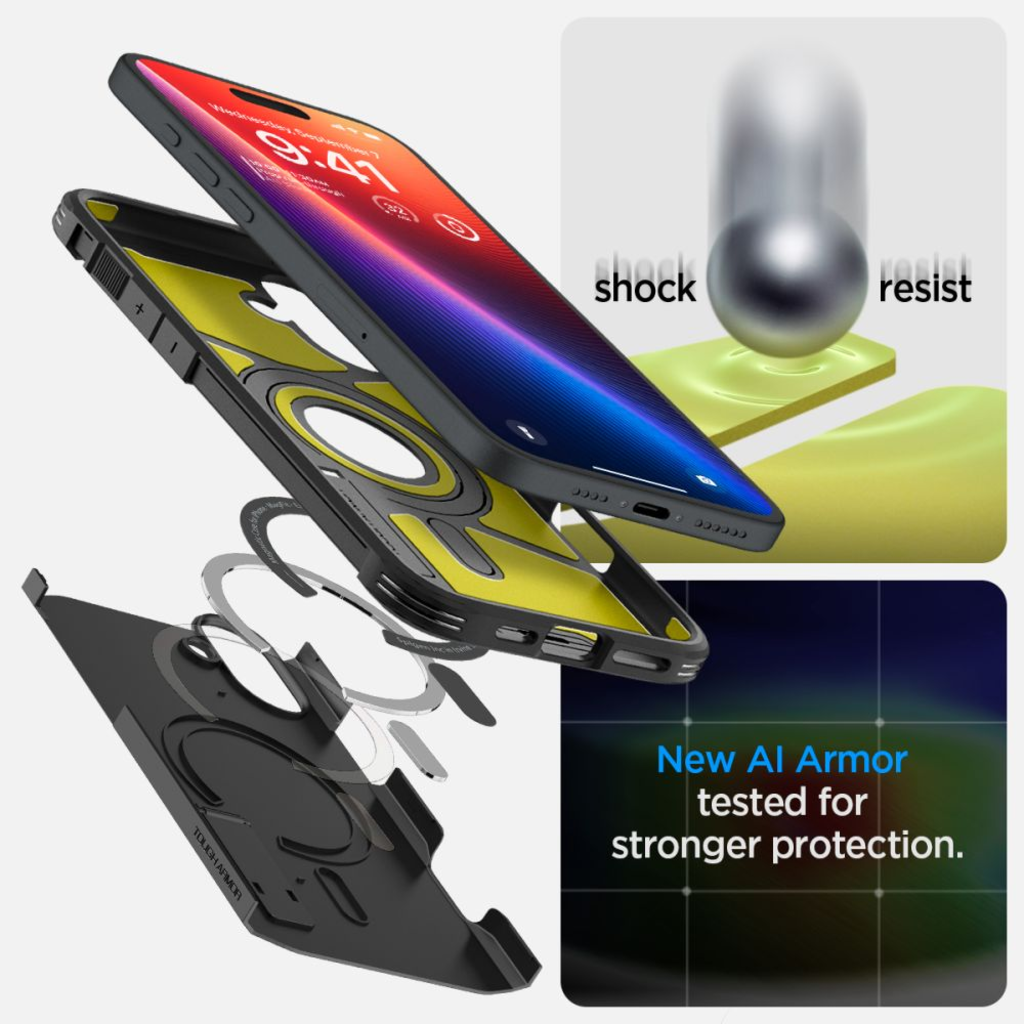  iPhone 16 Fekete Spigen Tough Armor Mag Magsafe tok - 12