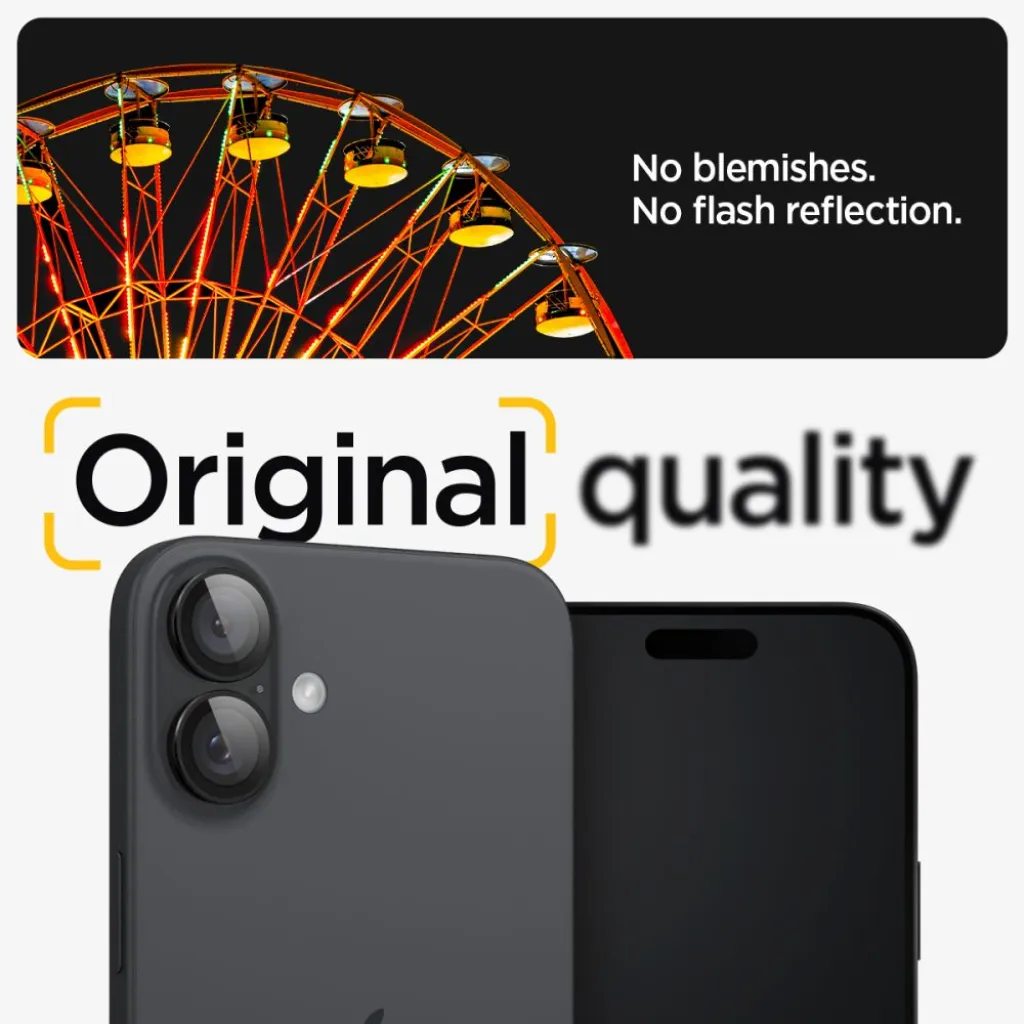 SPIGEN OPTIK PRO GLAS.TR "EZ FIT" KAMERAVÉDŐ 2-DARABOS KÉSZLET IPHONE 16 / 16 PLUS / 17 FEKETE üvegfólia - 8