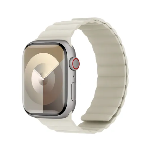 Benks Mágneses Szilikon Óraszíj Apple Watch 42/44/45/49 mm bézs