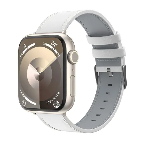 Benks Vintage Bőr Óraszíj Apple Watch 42/44/45/49 mm-hez, fehér