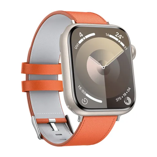 Benks Vintage Bőr Szíj Apple Watch 42/44/45/49 narancs