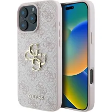 GUESS tok iPhone 16-hoz GUHCP16S4GMGPI (4G PU Big Logo) rózsaszín