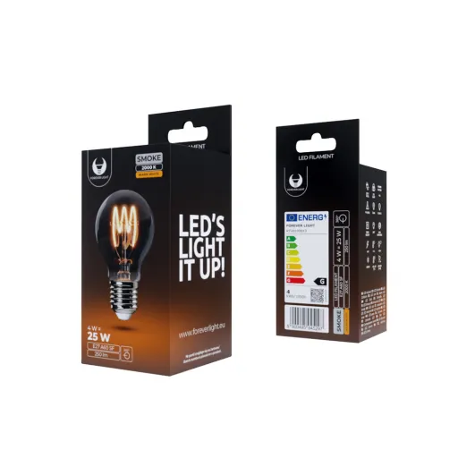 LED Izzó Filament E27 A60 4W 230V 2000K 250lm SF füstös Forever Light