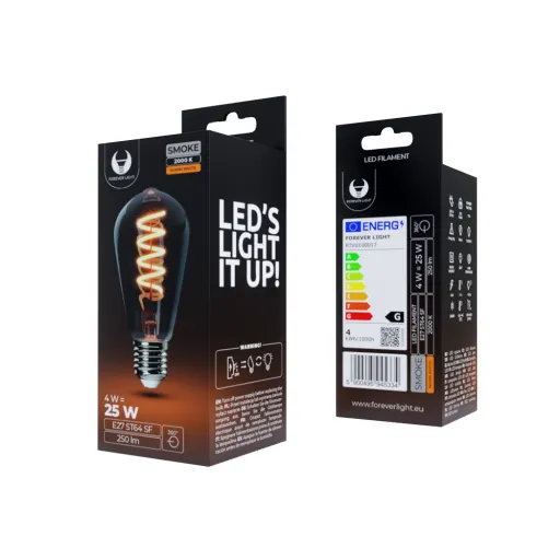 LED Izzó Filament E27 ST64 4W 230V 2000K 250lm SF Füstös Forever Light