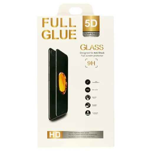 Edzett üveg Full Glue 5D IPHONE 16 FEKETE üvegfólia