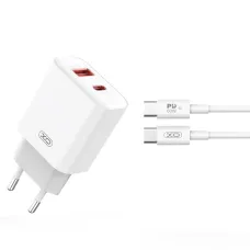 XO fali töltő CE12 PD QC3.0 20W 1x USB 1x USB-C fehér + USB-C - USB-C kábel