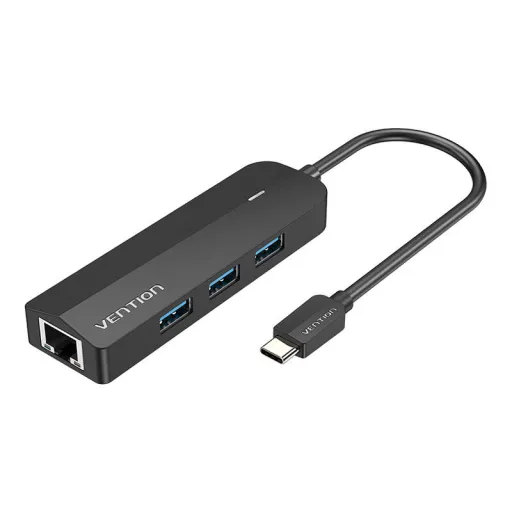 HUB USB-C - 3x USB 3.0, RJ45, Micro USB Vention TGPBB 0,15m Fekete