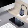 FORCELL F-ENERGY GaN III VT-37 fali utazó töltő LCD kijelzővel 2 x Type C + USB A PD QC4.0 SAM SFC2.0 3,45A 70W szürke - 1. kép