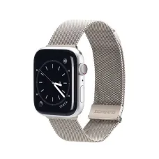 DUX DUCIS szíj MILANESE rozsdamentes acél mágneses Apple Watch 38 / 40 / 41 mm platina