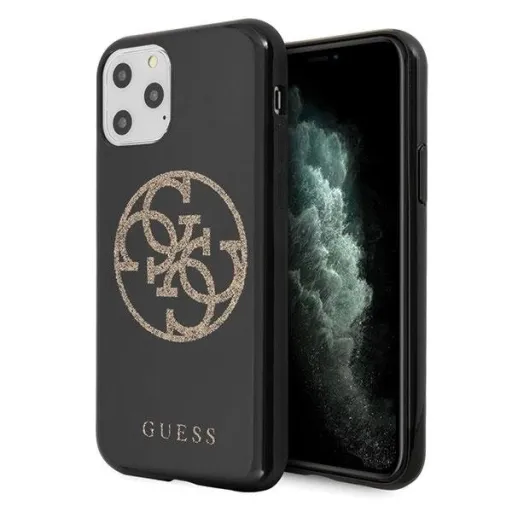 Guess Saffiano 4G Circle Logo iPhone 11 Pro tok fekete flitteres mintával (GUE000601) Guess Saffiano 4G Circle Logo iPhone 11 Pro tok fekete flitteres mintával (GUE000601)
