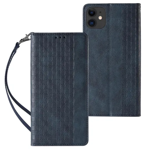 Magnet Strap tok iPhone 13-hoz pénztárca + mini csuklópánt medál kék Magnet Strap tok iPhone 13-hoz pénztárca + mini csuklópánt medál kék