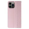 Magnet Strap Case tok iPhone 13 Pro Max-hoz Pénztárca + Mini Láncos Medál Rózsaszín - 4. kép