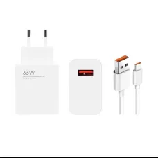 Xiaomi MDY-14-EL USB-A 33W Töltő Adatkábel USB-C 6A Fehér (Bulk)