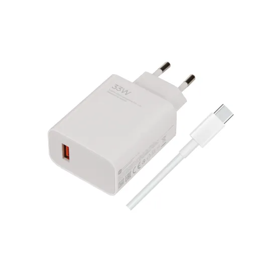 Xiaomi MDY-11-EZ USB-A 33W töltő + USB-C kábel Fehér (Bulk) (Karcos)