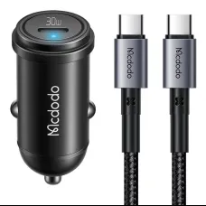 McDodo CC-7493 autós töltő kijelzővel, USB-C, 5A, 65 W + USB-C kábel 1 m 100 W (fekete)