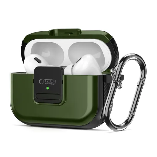 Tech-protect  Defender Horog Magsafe Apple Airpods Pro 1 / 2 Olíva Zöld Tok