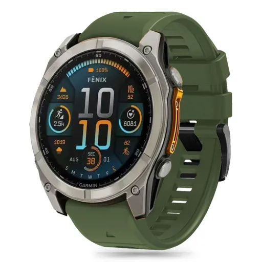 TECH-PROTECT SZILIKON ÓRASZÍJ GARMIN FENIX 5X / 5X PLUS / 6X / 6X PRO / 7X / 8 (51 MM) KATONAI ZÖLD