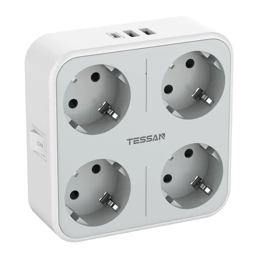 Tessan Wall Socket TS-302-DE-C hálózati elosztó USB porttal