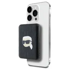 Karl Lagerfeld Powerbank inductive KLPB5FPGKSKIHK 16W 5000mAh fekete/fekete Karl Head Pin MagSafe