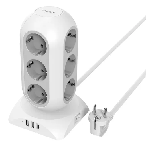 TESSAN Power strip TPS02-DE-C hálózati elosztó USB porttal