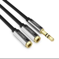 Ugreen AV123 fejhallgató kábel 3.5 mm minijack (male) - 2x 3.5 mm minijack (female) - fekete