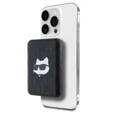 Karl Lagerfeld Powerbank inductive KLPB5FPGKSCHHK 16W 5000mAh fekete/fekete Choupette Head Pin MagSafe