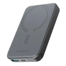 Joyroom JR-W020 Mini 5000 mAh induktív powerbank - fekete + USB-C / USB-C kábel