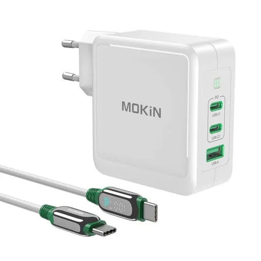 MOKiN PD140W 2C1A GaN 2xUSB-C 1xUSB-A hálózati töltő (fekete)