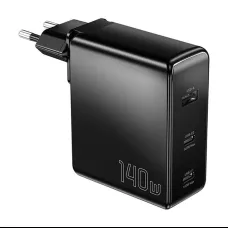 Hálózati töltő, Essager, ECT2CA-MQB01-Z, 2xUSB-C, USB-A, 140W (fekete)