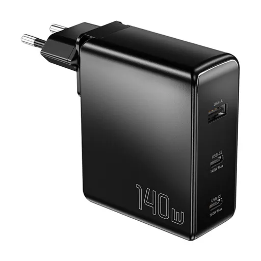 Hálózati töltő, Essager, ECT2CA-MQB01-Z, 2xUSB-C, USB-A, 140W (fekete)