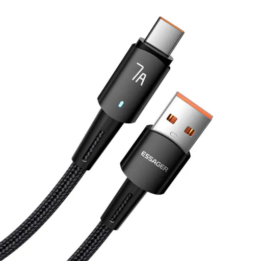 USB-A to USB-C kábel, Essager, EXC7A-CGB01-P, 100W, 0.5m (fekete)