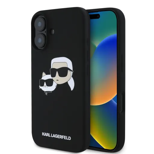 Karl Lagerfeld Liquid Silicone Double Heads MagSafe tok iPhone 16-hoz, fekete