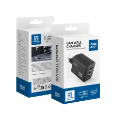 BLUE STAR utazó töltő GaN 4A 65W 2 x Type C + USB A PD QC4.0 VT-43 fekete