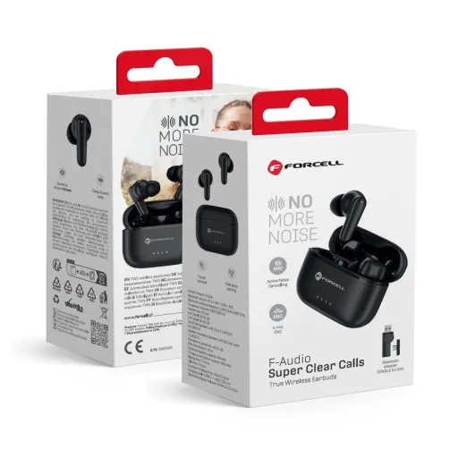 FORCELL F-AUDIO Super Clear Calls vezeték nélküli fülhallgató bluetooth TWS ANC + ENC + DONGLE fekete