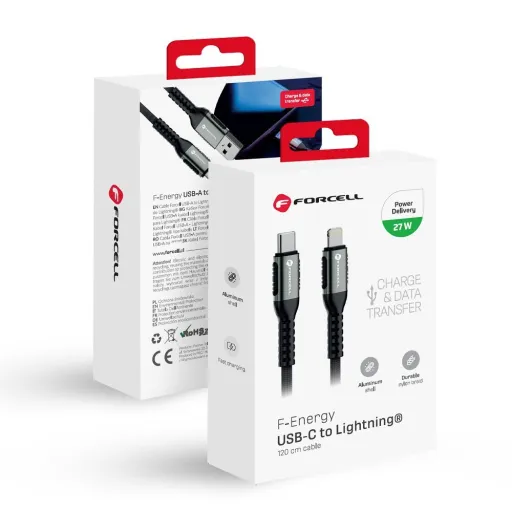 FORCELL F-ENERGY C259 kábel Type C - Lightning PD 3A 27W Cafule 1,2 m fekete