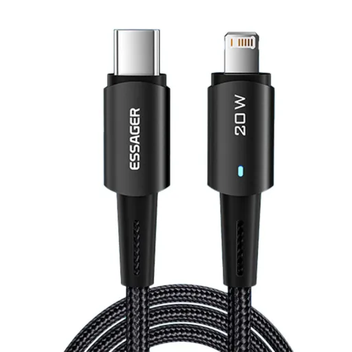 USB-C to Lightning kábel, Essager, EXCTL-CG01, 20W, 1m (fekete)