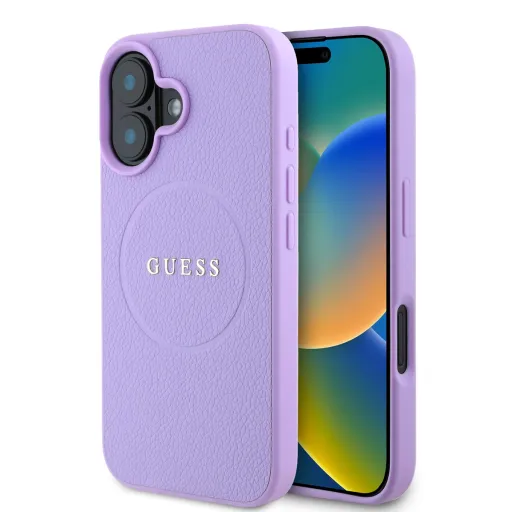 Guess PU Grained Classic Logo MagSafe tok iPhone 16 lila