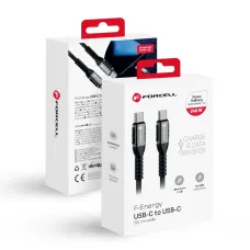 FORCELL F-ENERGY C263 Type C to Type C QC4.0 PD 5A 240W Cafule 1,2 m fekete kábel