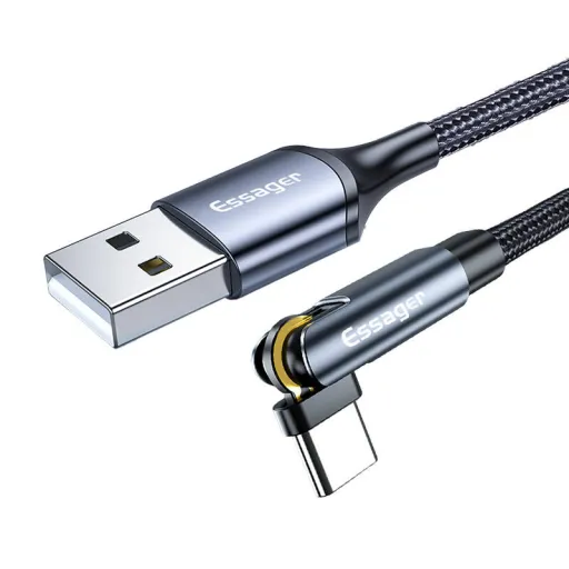 USB-A 3 az 1-ben kábel, Essager, EXCCXT-WX0G, USB-C/Lightning/Micro, 15W, 1m (szürke)